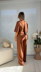 EN16 Linen top and wide leg pants set