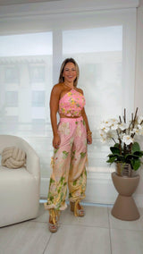 0791 Tropical vibes top and pants set