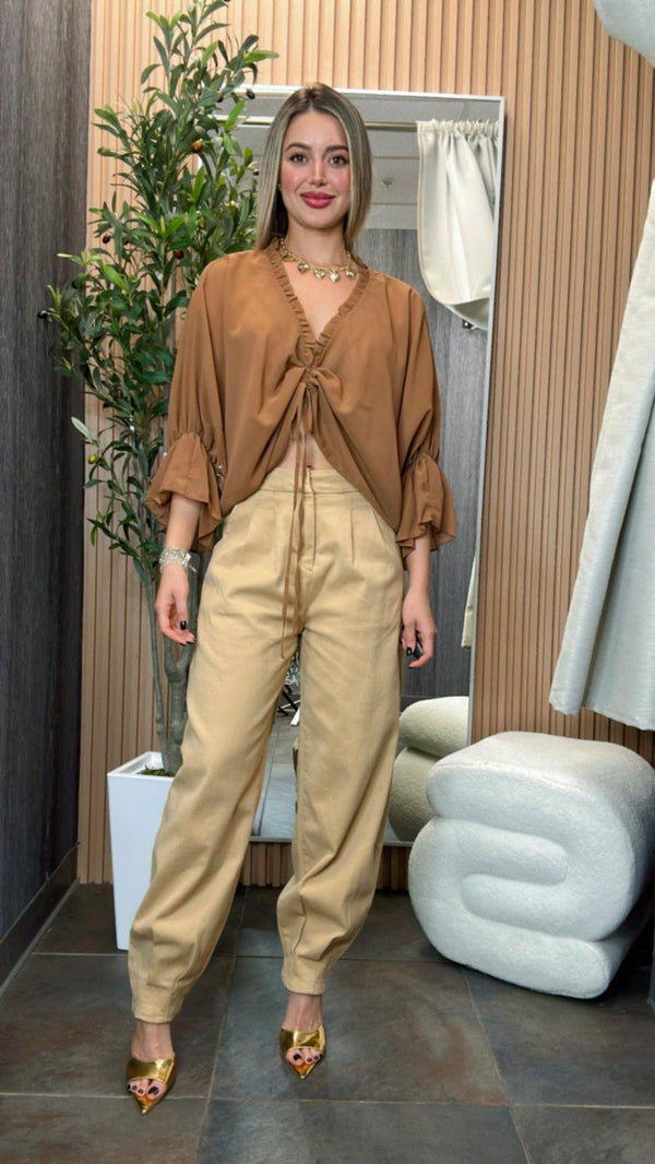 5102 Chiffon ruched blouse
