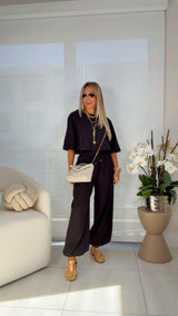 EN16 Linen top and wide leg pants set