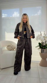 5218 Animal print utility bomber jacket