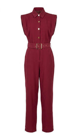 8022 Button down jumpsuit with belt