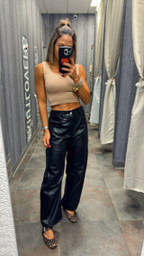 3063 Faux leather slouchy relax fit pants