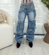 4404 Distressed cargo denim pants