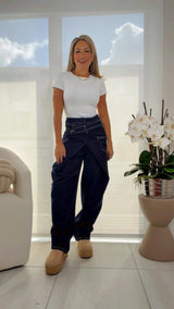 8938 Crossover denim pants