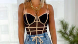 4555 Piping detailed mesh bodysuit
