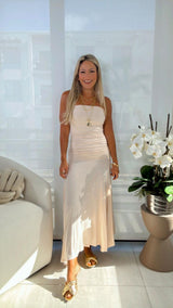 2577 Strapless ruched maxi dress