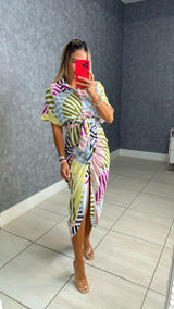 0241 Multi stripe midi shirt dress