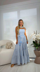 2147 Striped dress with rope tie