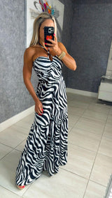 1230 Zebra print maxi dress