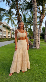 6013 Eyelet long skirt set