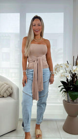 4057 Strapless front detail top