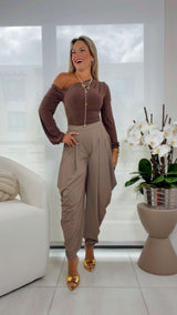 7171 Draped long sleeve bodysuit