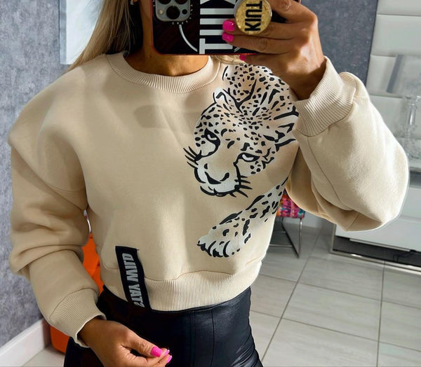 7764 Leopard pull over sweater