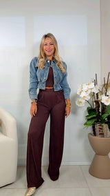 3749 Smocked waist denim crop jacket