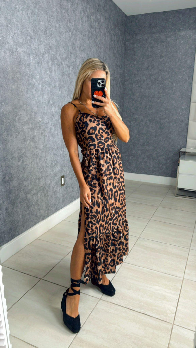 7294 Animal print midi dress