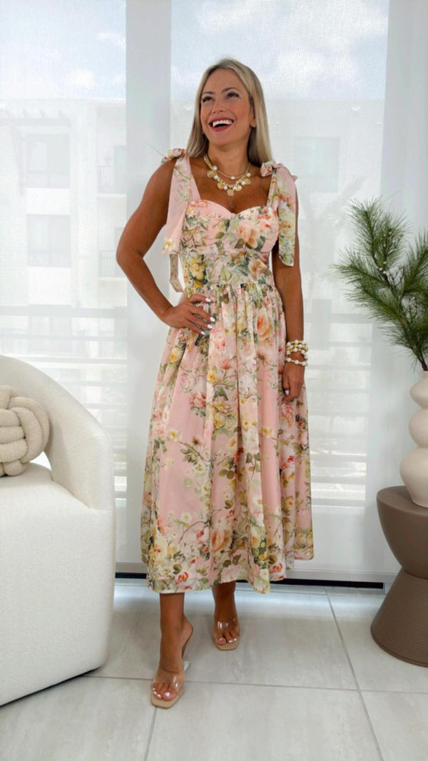 1780 Powder flower midi dress