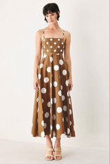 1890 Printed midi dress straight neckline