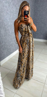 3061 Tube tie front chest smocked jumpsuit