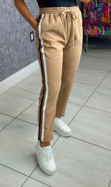 1002 Contrast side twill tape trim pants