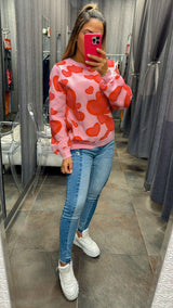 4039 Abstract hearts crew neck sweater