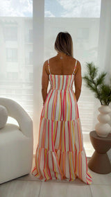 2132 Printed woven maxi dress front tie