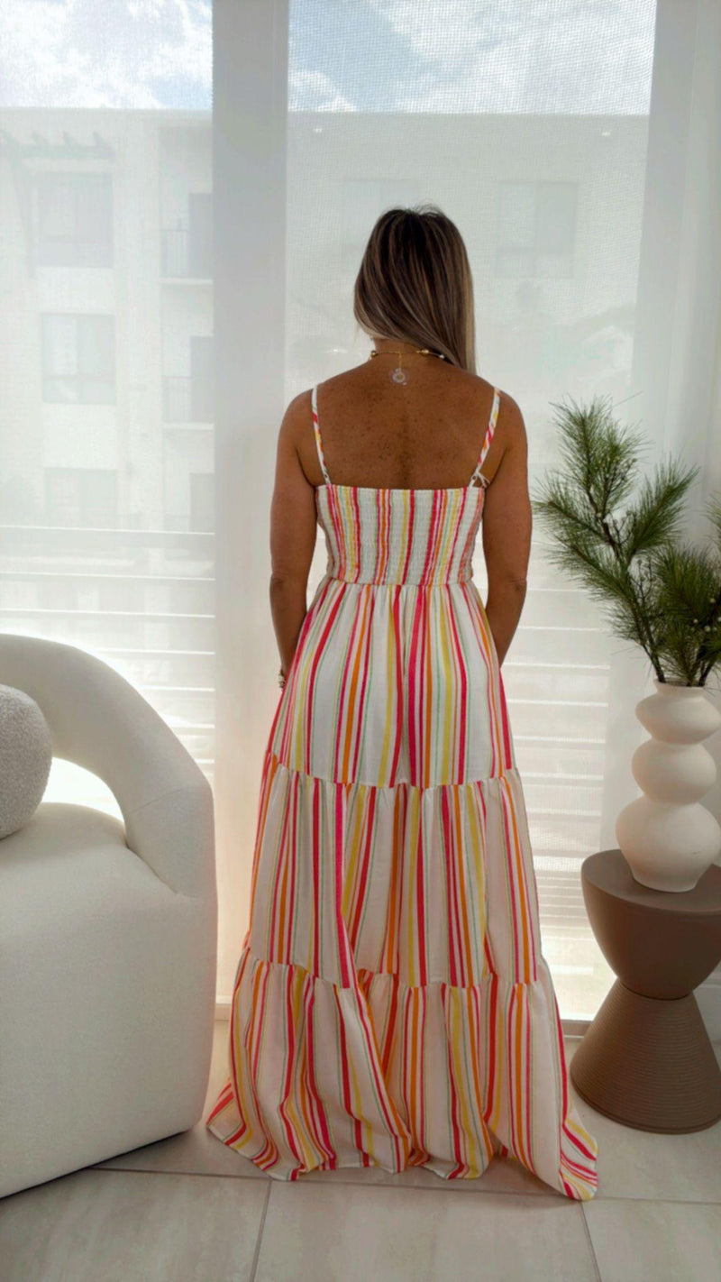 2132 Printed woven maxi dress front tie