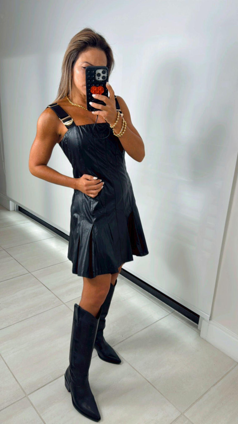 2521 Leather mini dress with adjustable straps