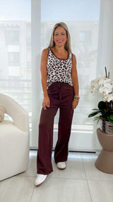 6057 Animal print top and pants set