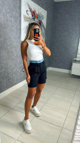 0602 Denim contrast waist short