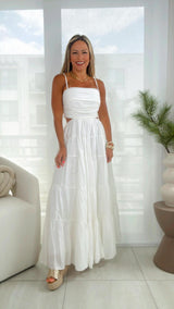 4678 Open back cut out woven dress