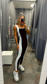 7015 Ribbed side contrast jumpsuit