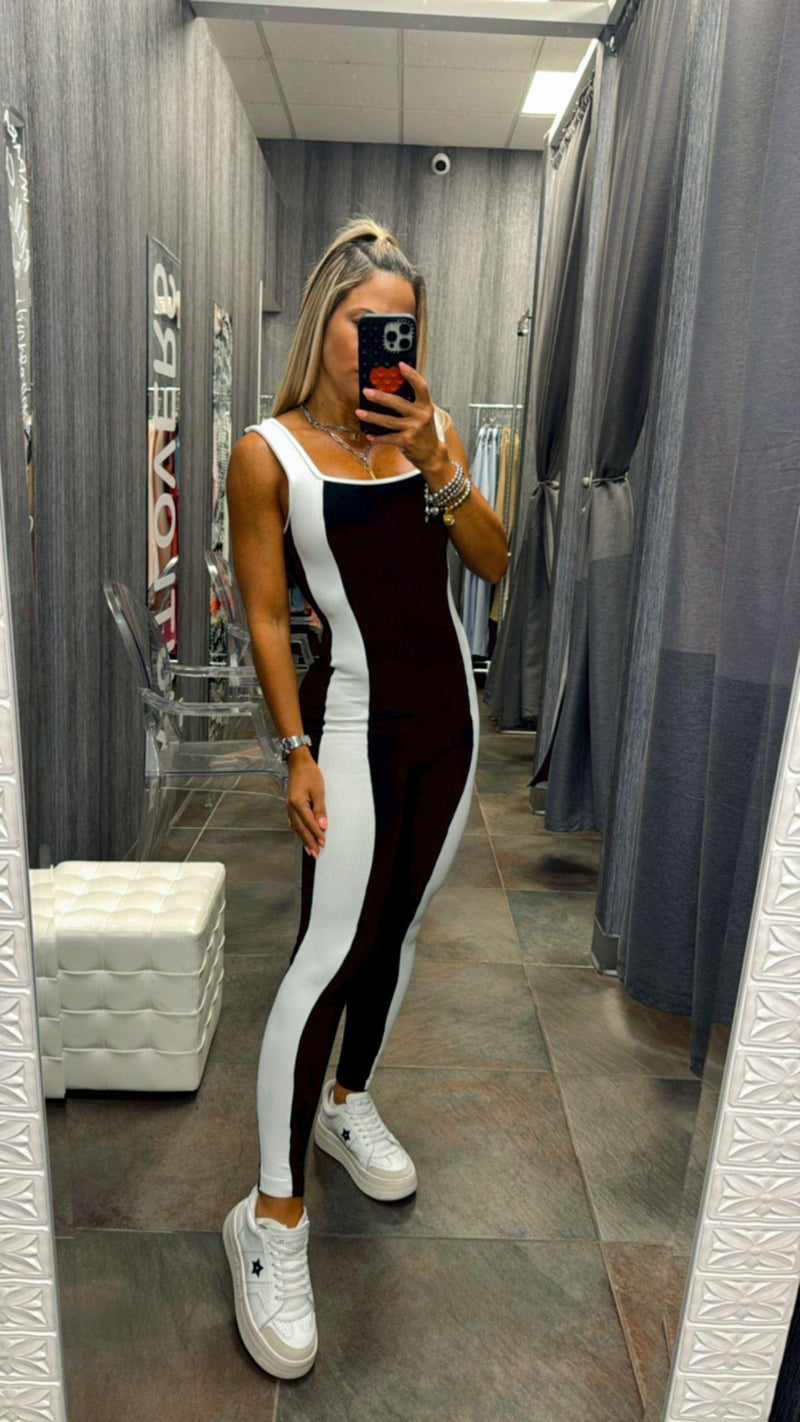 7015 Ribbed side contrast jumpsuit