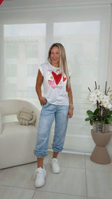 0505 Heart pop necklace print tee