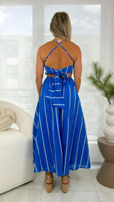 1441 Striped woven midi dress