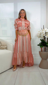 3870 Stripe blouse and skirt set