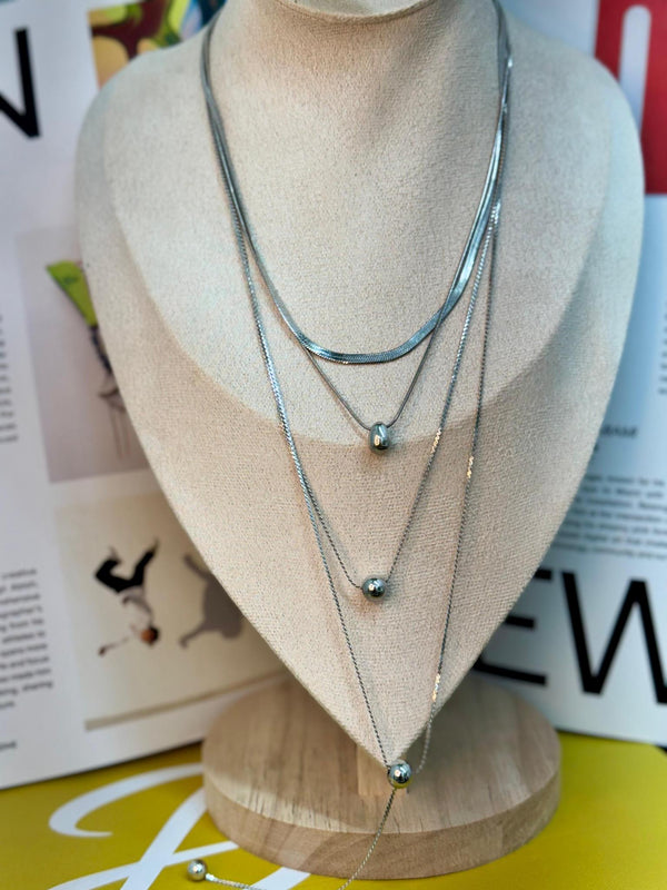 DL75 4 en 1 silver stack necklace