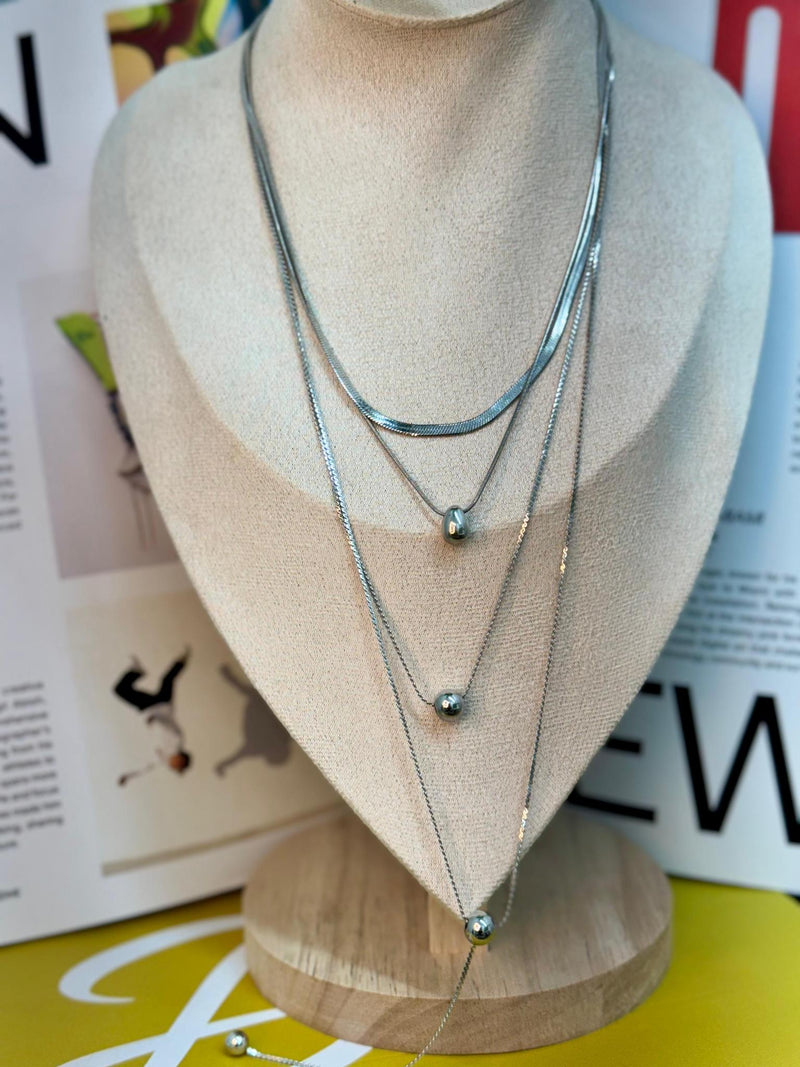 DL75 4 en 1 silver stack necklace