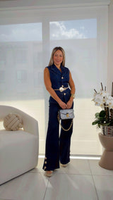 6319 Denim vest and pants set