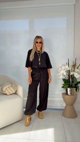 EN16 Linen top and wide leg pants set