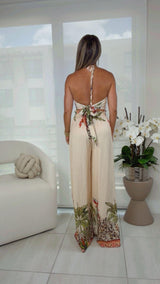 1326 Halter neck top with wide pants set
