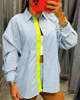 7633 Stripe shirt with neon detail