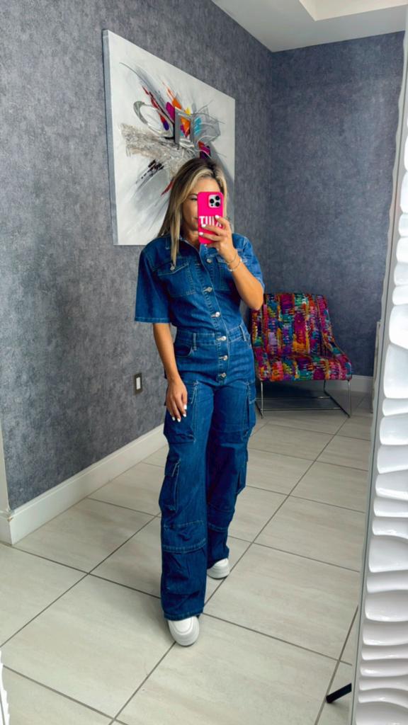 0957 Button down cargo jumpsuit