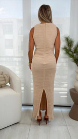 6373 Open front knit maxi dress