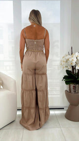 5054 Bow front wide leg jumpsuit