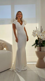 1286 Glittered ruffle sleeve maxi dress