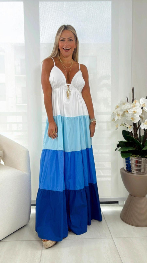 2799 Color block maxi dress