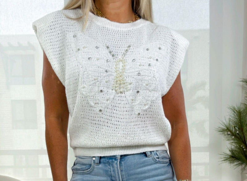 6069 Butterfly detail knit sweater