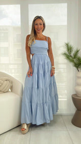 4678 Open back cut out woven dress