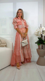 3870 Stripe blouse and skirt set